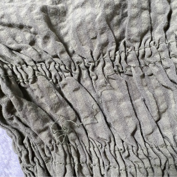 Topshop Green Shirred Long Sleeve Peplum Hem Blouse Size 2 - Picture 12 of 13